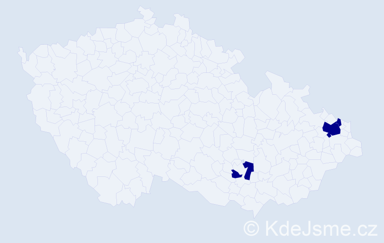 Příjmení: 'Matev', počet výskytů 3 v celé ČR