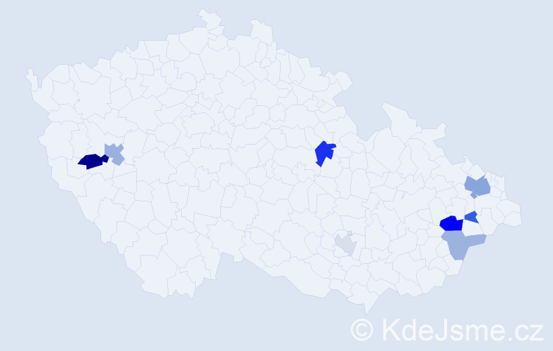 Příjmení: 'Kutačová', počet výskytů 16 v celé ČR