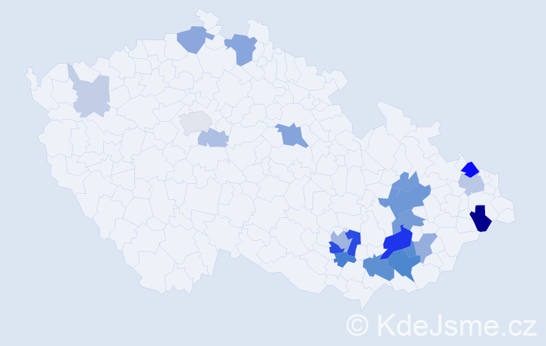 Příjmení: 'Marčák', počet výskytů 62 v celé ČR