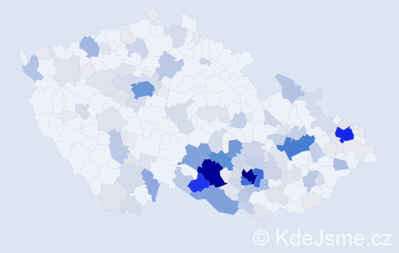 Příjmení: 'Vrbka', počet výskytů 586 v celé ČR