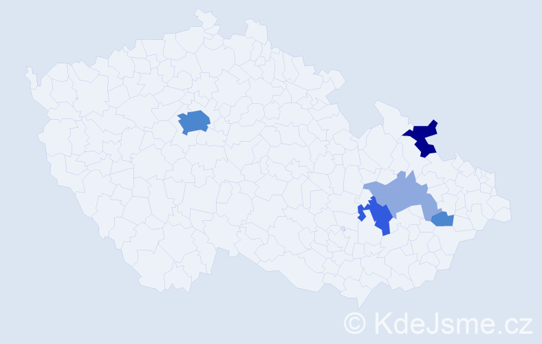 Příjmení: 'Houb', počet výskytů 16 v celé ČR