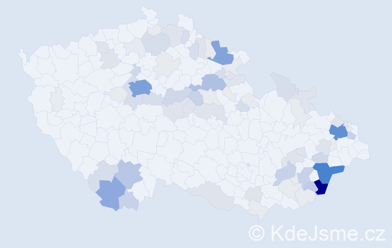 Příjmení: 'Mačková', počet výskytů 297 v celé ČR