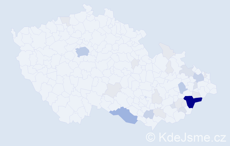 Příjmení: 'Mikulenčáková', počet výskytů 93 v celé ČR