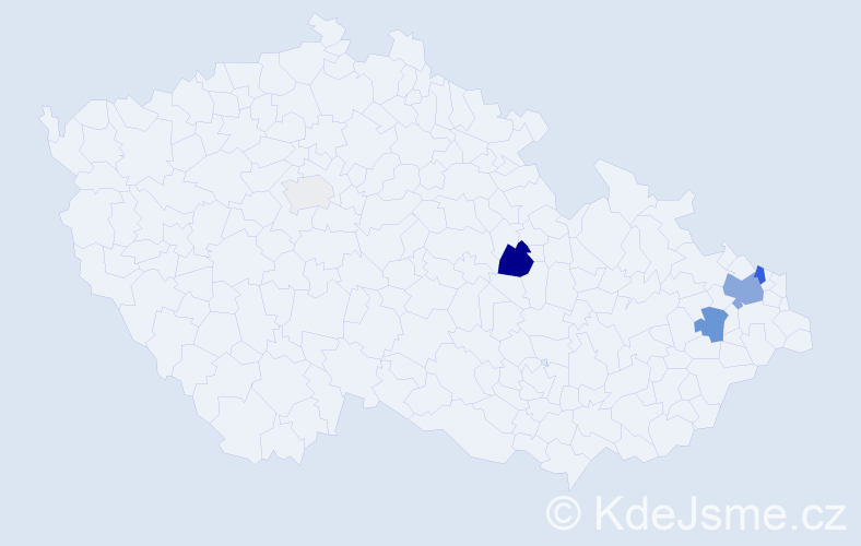 Příjmení: 'Gospodarczyková', počet výskytů 13 v celé ČR