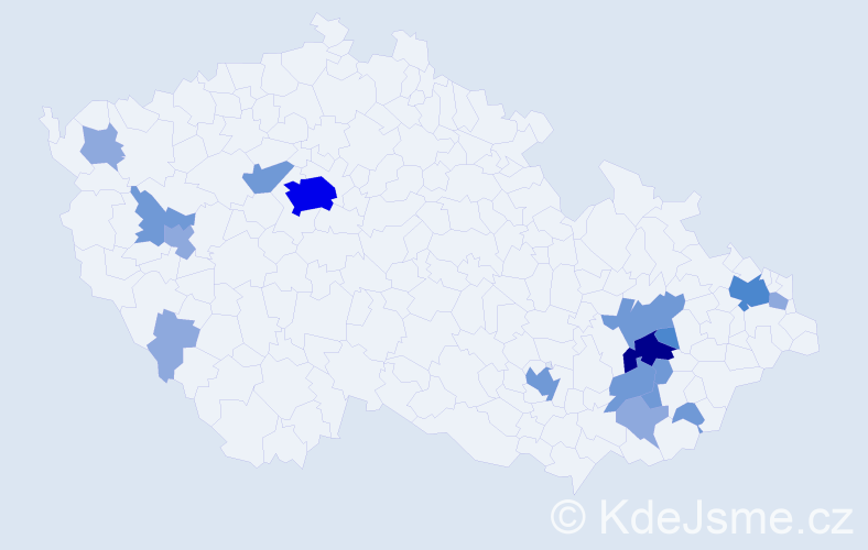 Příjmení: 'Obadálková', počet výskytů 38 v celé ČR
