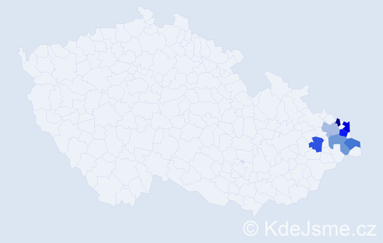 Příjmení: 'Wojtynová', počet výskytů 9 v celé ČR