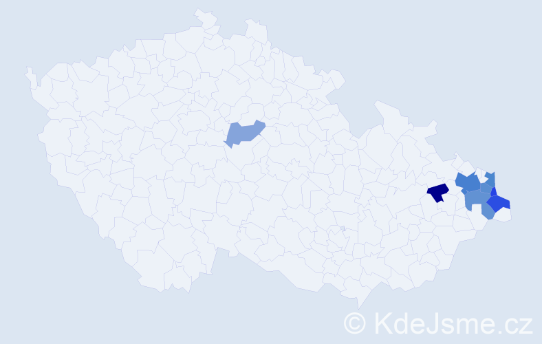 Příjmení: 'Mikus', počet výskytů 17 v celé ČR