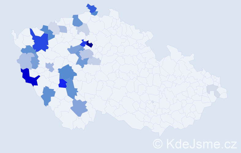 Příjmení: 'Pajma', počet výskytů 103 v celé ČR