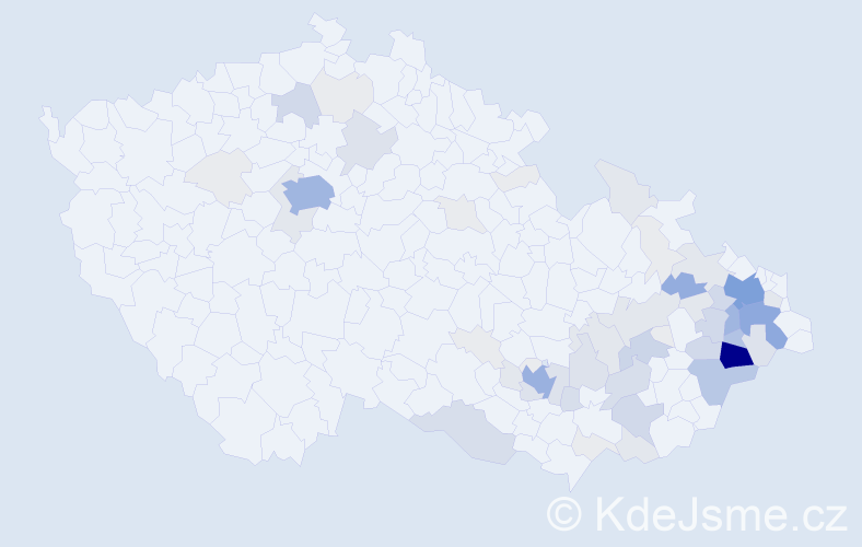 Příjmení: 'Halamíček', počet výskytů 274 v celé ČR