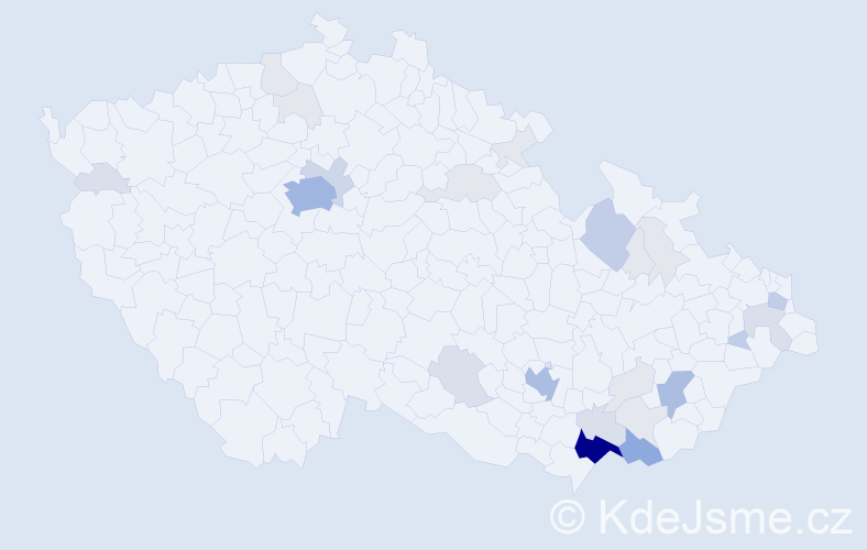 Příjmení: 'Brablc', počet výskytů 101 v celé ČR