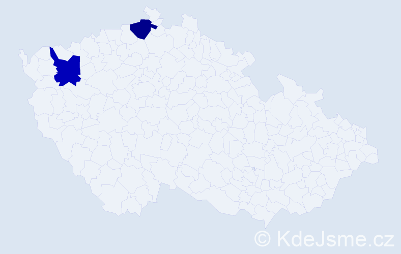 Příjmení: 'Jachimstál', počet výskytů 2 v celé ČR