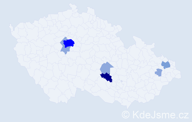 Příjmení: 'Hugová', počet výskytů 18 v celé ČR