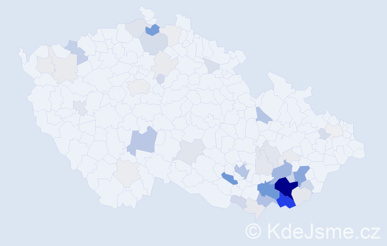 Příjmení: 'Korvasová', počet výskytů 196 v celé ČR