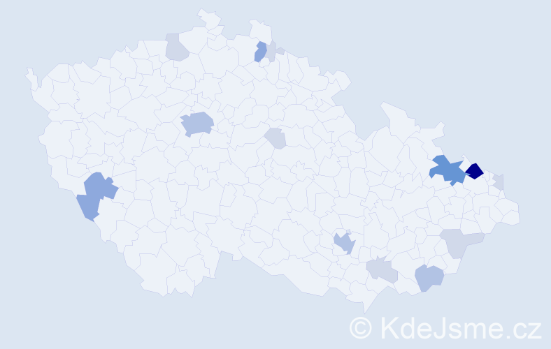 Příjmení: 'Klimeček', počet výskytů 40 v celé ČR