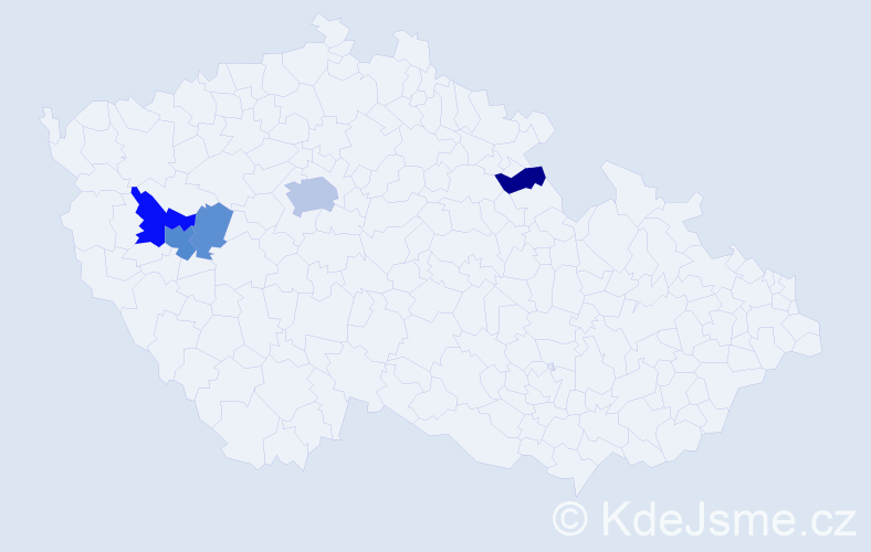 Příjmení: 'Častorálová', počet výskytů 11 v celé ČR