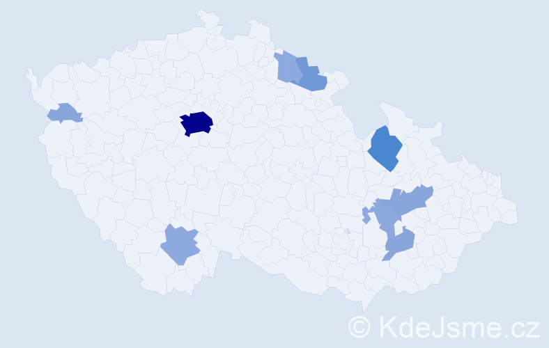Příjmení: 'Vasiljev', počet výskytů 26 v celé ČR