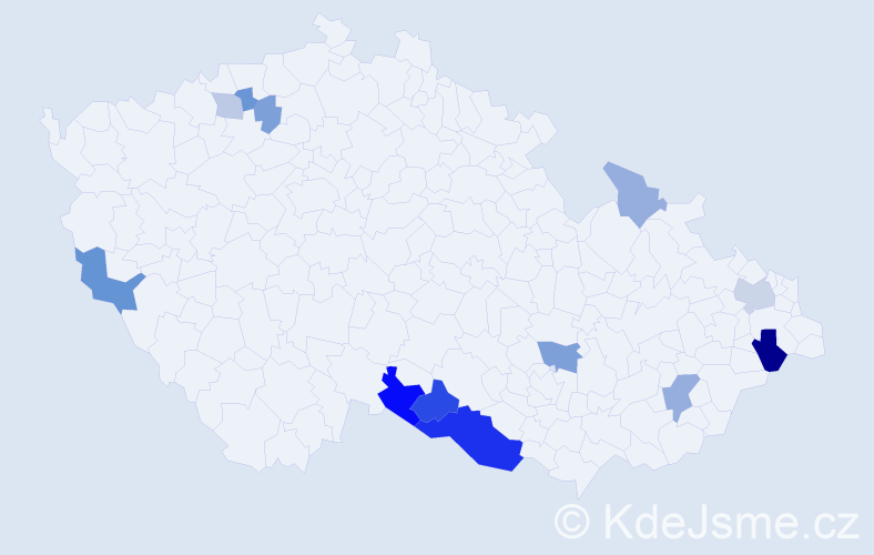 Příjmení: 'Latner', počet výskytů 26 v celé ČR
