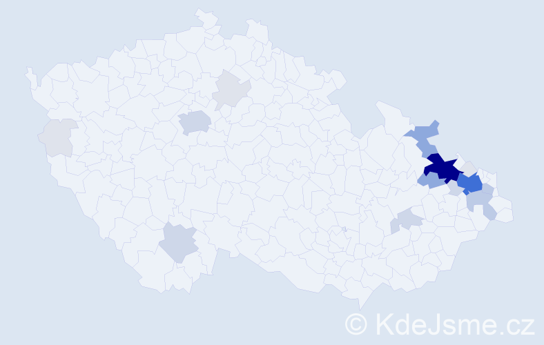 Příjmení: 'Prusek', počet výskytů 72 v celé ČR