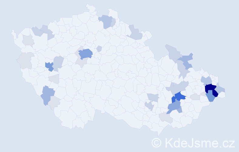 Příjmení: 'Kožuch', počet výskytů 118 v celé ČR