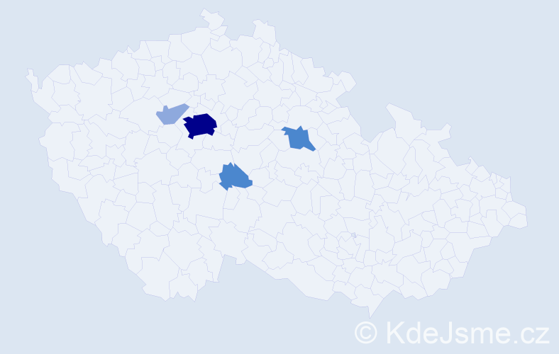 Příjmení: 'Vindeman', počet výskytů 13 v celé ČR