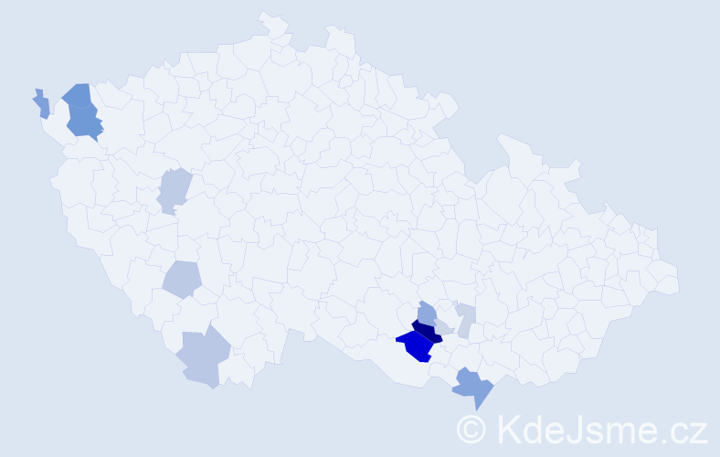Příjmení: 'Čudanová', počet výskytů 24 v celé ČR