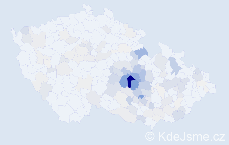 Příjmení: 'Peňáz', počet výskytů 445 v celé ČR