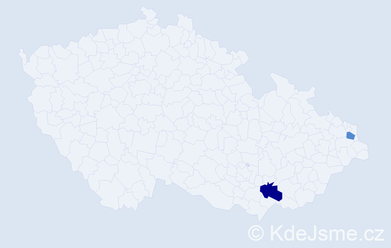 Příjmení: 'Trimaj', počet výskytů 5 v celé ČR