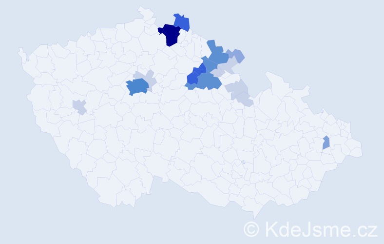 Příjmení: 'Fátor', počet výskytů 65 v celé ČR