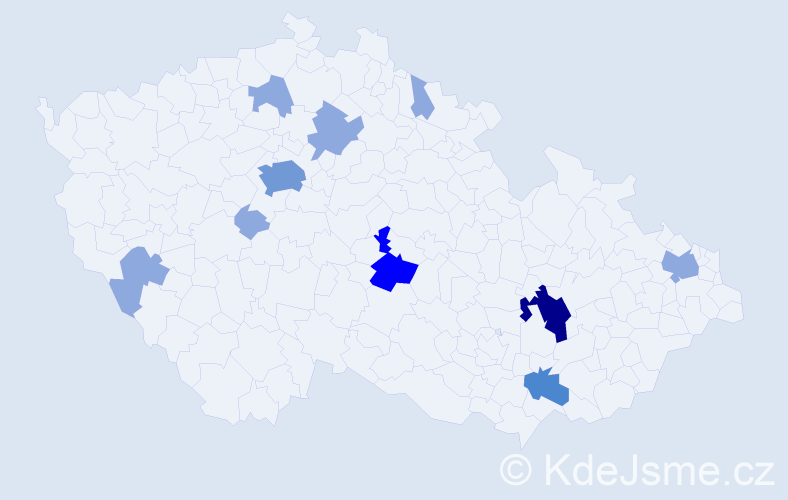 Příjmení: 'Galandáková', počet výskytů 21 v celé ČR