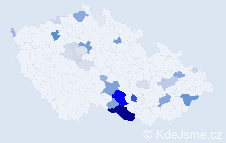 Příjmení: 'Česnek', počet výskytů 118 v celé ČR
