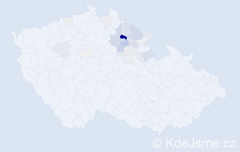 Příjmení: 'Brádle', počet výskytů 105 v celé ČR