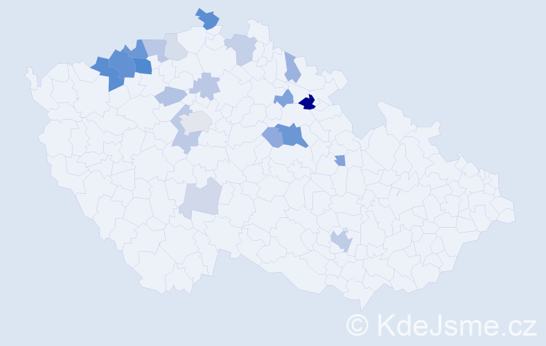 Příjmení: 'Klimpl', počet výskytů 57 v celé ČR
