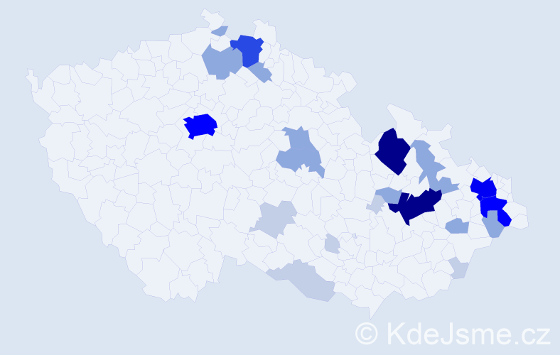 Příjmení: 'Svačinka', počet výskytů 79 v celé ČR