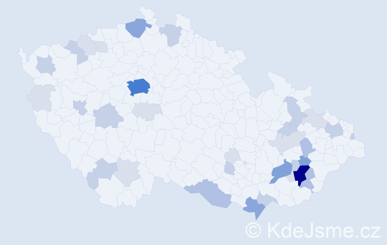 Příjmení: 'Huňa', počet výskytů 104 v celé ČR