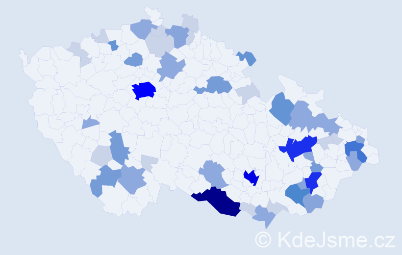 Příjmení: 'Rajnoha', počet výskytů 147 v celé ČR