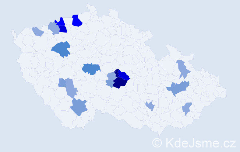 Příjmení: 'Krovová', počet výskytů 50 v celé ČR