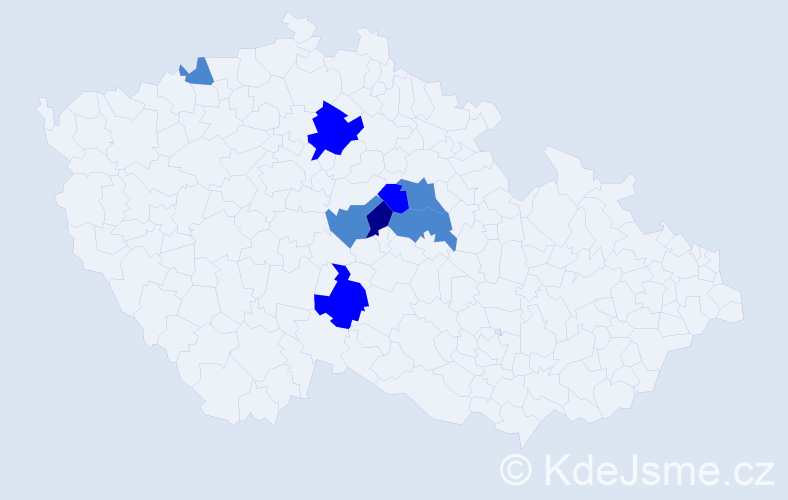 Příjmení: 'Pucandlová', počet výskytů 13 v celé ČR