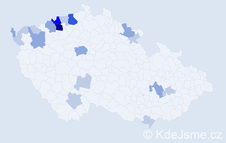 Příjmení: 'Gulášová', počet výskytů 45 v celé ČR