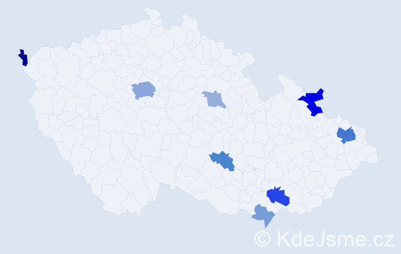 Příjmení: 'Vadas', počet výskytů 22 v celé ČR