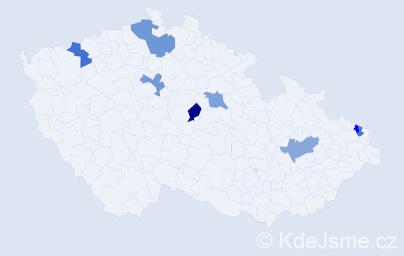 Příjmení: 'Gaál', počet výskytů 9 v celé ČR