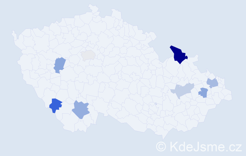 Příjmení: 'Stojčev', počet výskytů 14 v celé ČR