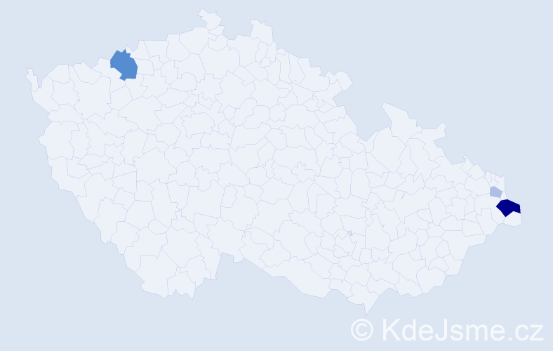 Příjmení: 'Bernár', počet výskytů 9 v celé ČR