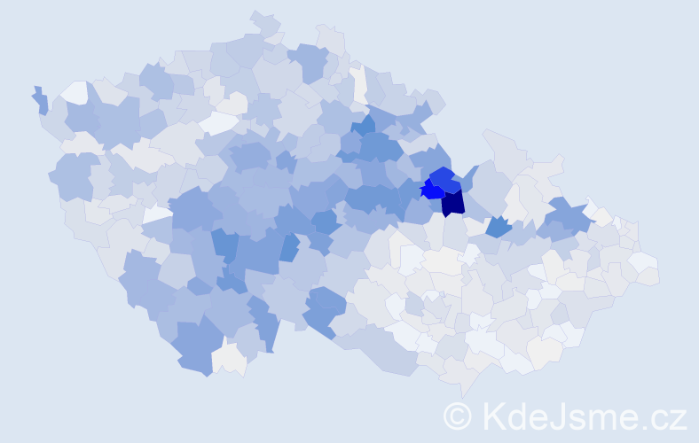 Příjmení: 'Dušek', počet výskytů 5206 v celé ČR