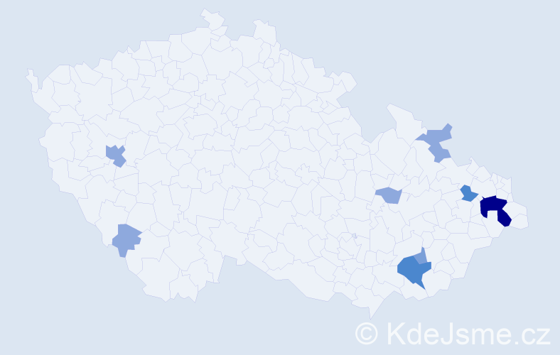 Příjmení: 'Koulák', počet výskytů 19 v celé ČR