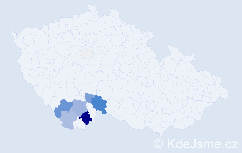 Příjmení: 'Imberová', počet výskytů 15 v celé ČR
