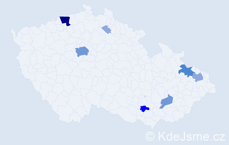 Příjmení: 'Řeholová', počet výskytů 19 v celé ČR