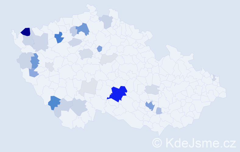 Příjmení: 'Zámková', počet výskytů 102 v celé ČR