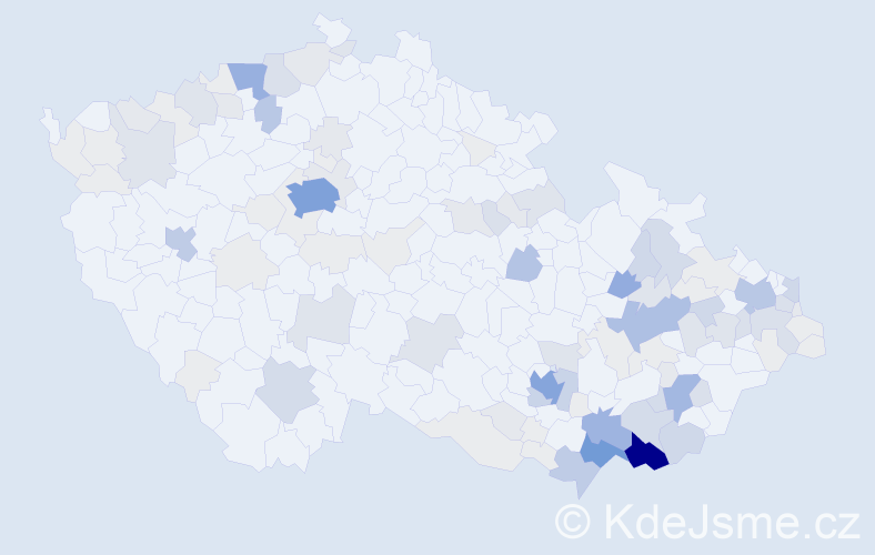Příjmení: 'Bačíková', počet výskytů 436 v celé ČR