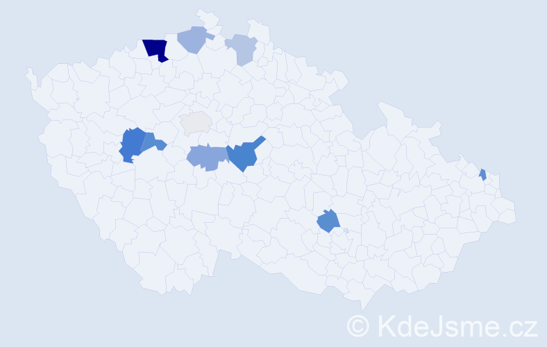 Příjmení: 'Dubčeková', počet výskytů 18 v celé ČR