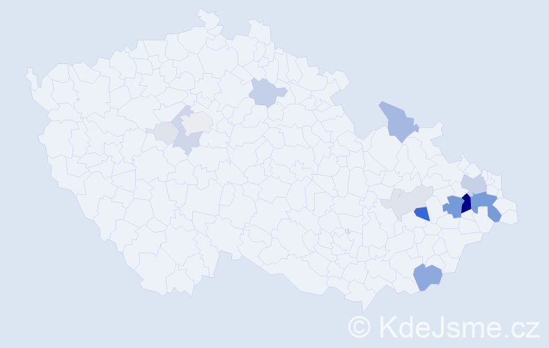 Příjmení: 'Velart', počet výskytů 70 v celé ČR